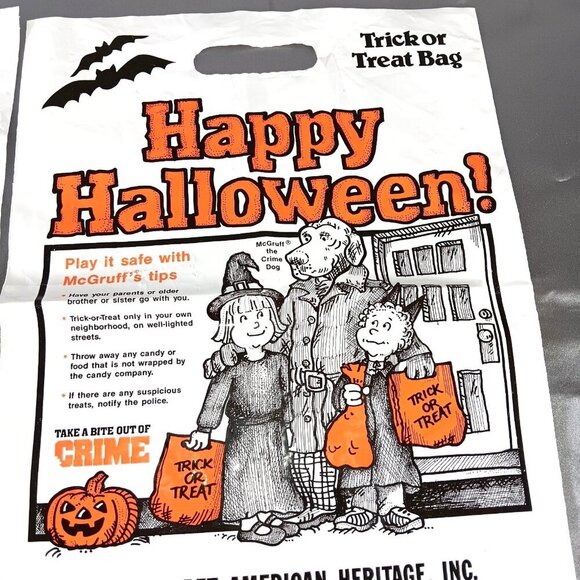 2 VTG 90s Halloween Trick or Treat Bags Lot McGruff Crime Dog American Heritage - Picture 2 of 4